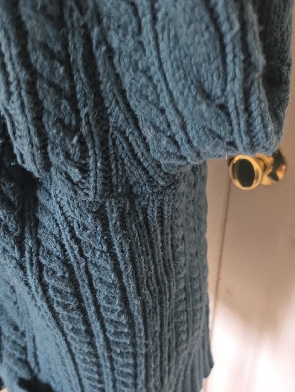 Duluth Trading Co Teal Cable Knit Button-Up Wool/cashmere Cardigan XL - Picture 9 of 9